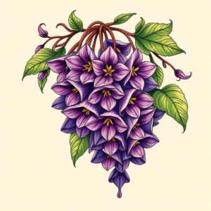 Vibrant Color Wisteria Tattoo