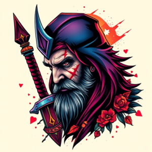 Vibrant Color Witcher Tattoo