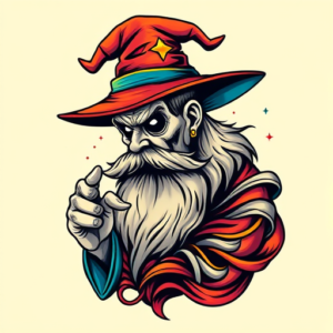 Vibrant Color Wizard Tattoo