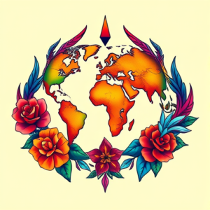 Vibrant Color World Tattoo