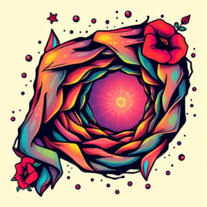 Vibrant Color Wormhole Tattoo