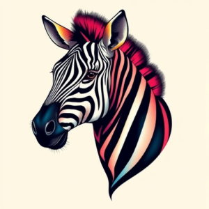 Vibrant Color Zebra Tattoo