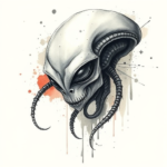 Watercolor Alien Tattoo