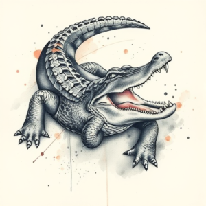 Watercolor Alligator Tattoo