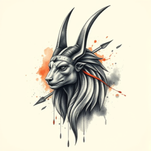 Watercolor Anubis Tattoo