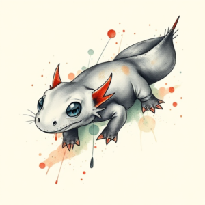 Watercolor Axolotl Tattoo