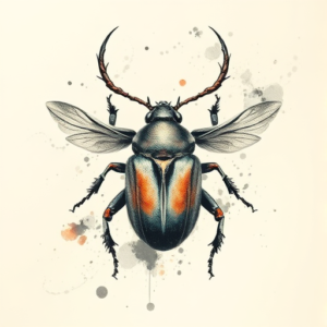 Watercolor Beetle Tattoo