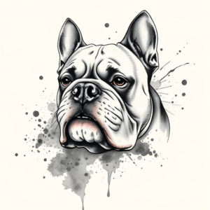 Watercolor Bulldog Tattoo