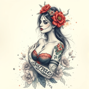 Watercolor Catrina Tattoo