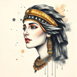 Watercolor Cleopatra Tattoo