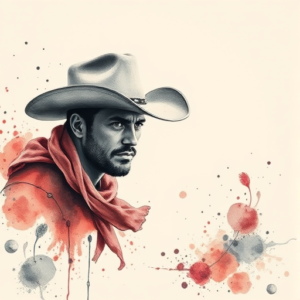 Watercolor Cowboy Tattoo