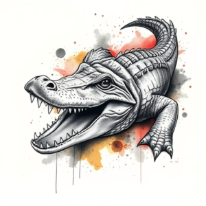 Watercolor Crocodile Tattoo