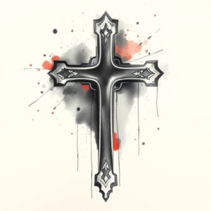 Watercolor Cross Tattoo