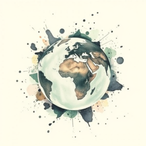 Watercolor Earth Tattoo