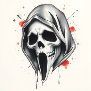 Watercolor Ghostface Tattoo