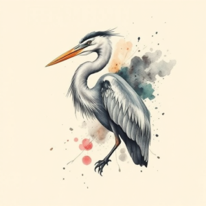 Watercolor Heron Tattoo