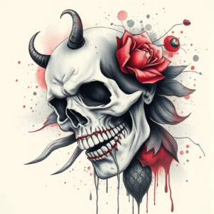 Watercolor Horror Tattoo