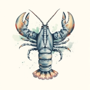 Watercolor Lobster Tattoo