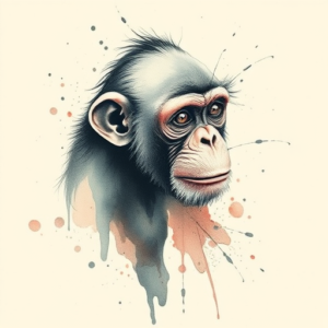 Watercolor Monkey Tattoo