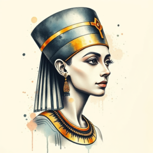 Watercolor Nefertiti Tattoo