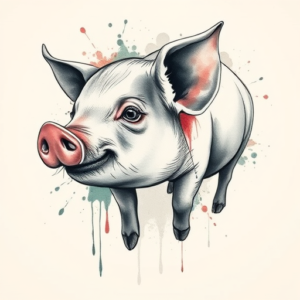 Watercolor Pig Tattoo