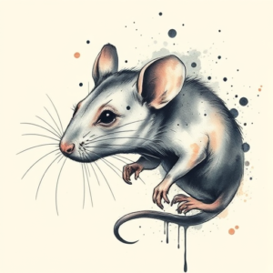 Watercolor Rat Tattoo