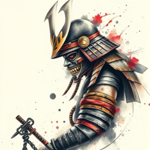 Watercolor Samurai Tattoo