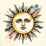 Watercolor Sun Tattoo