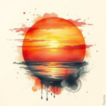 Watercolor Sunset Tattoo
