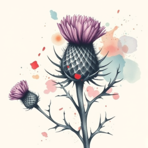 Watercolor Thistle Tattoo