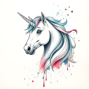 Watercolor Unicorn Tattoo