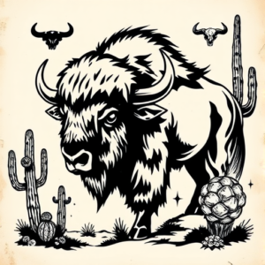 Western Bison Tattoo