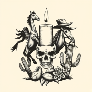 Western Candle Tattoo