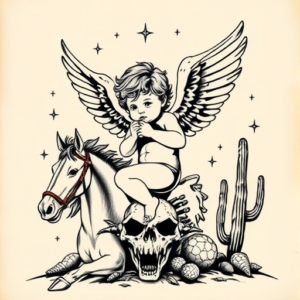 Western Cherub Tattoo