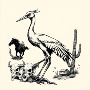 Western Crane Tattoo