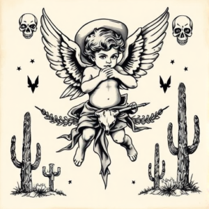 Western Cupid Tattoo