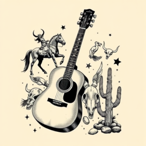 Western Guitar Tattoo