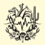 Western Heartbeat Tattoo
