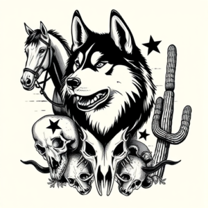 Western Husky Tattoo