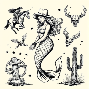Western Mermaid Tattoo