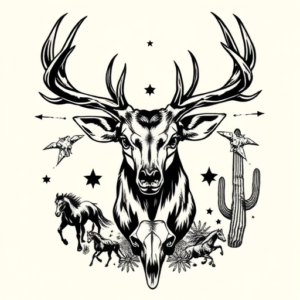 Western Stag Tattoo