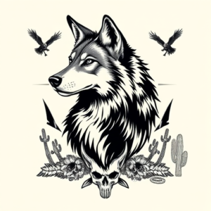 Western Wolf Tattoo