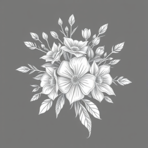 White Ink Bouquet Tattoo