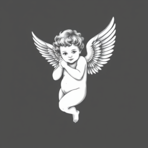 White Ink Cherub Tattoo