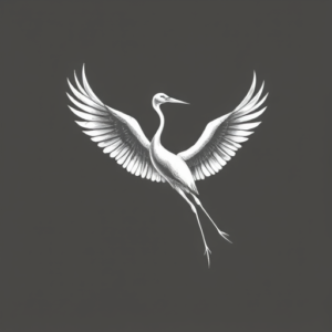 White Ink Crane Tattoo