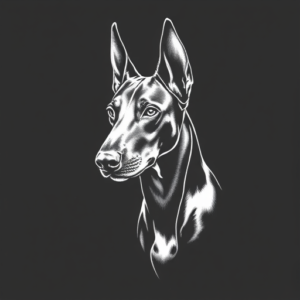 White Ink Doberman Tattoo