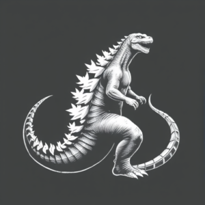 White Ink Godzilla Tattoo