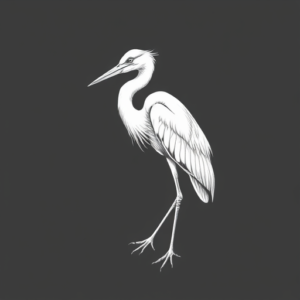 White Ink Heron Tattoo