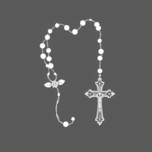 White Ink Rosary Tattoo