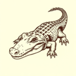 Woodcut Alligator Tattoo